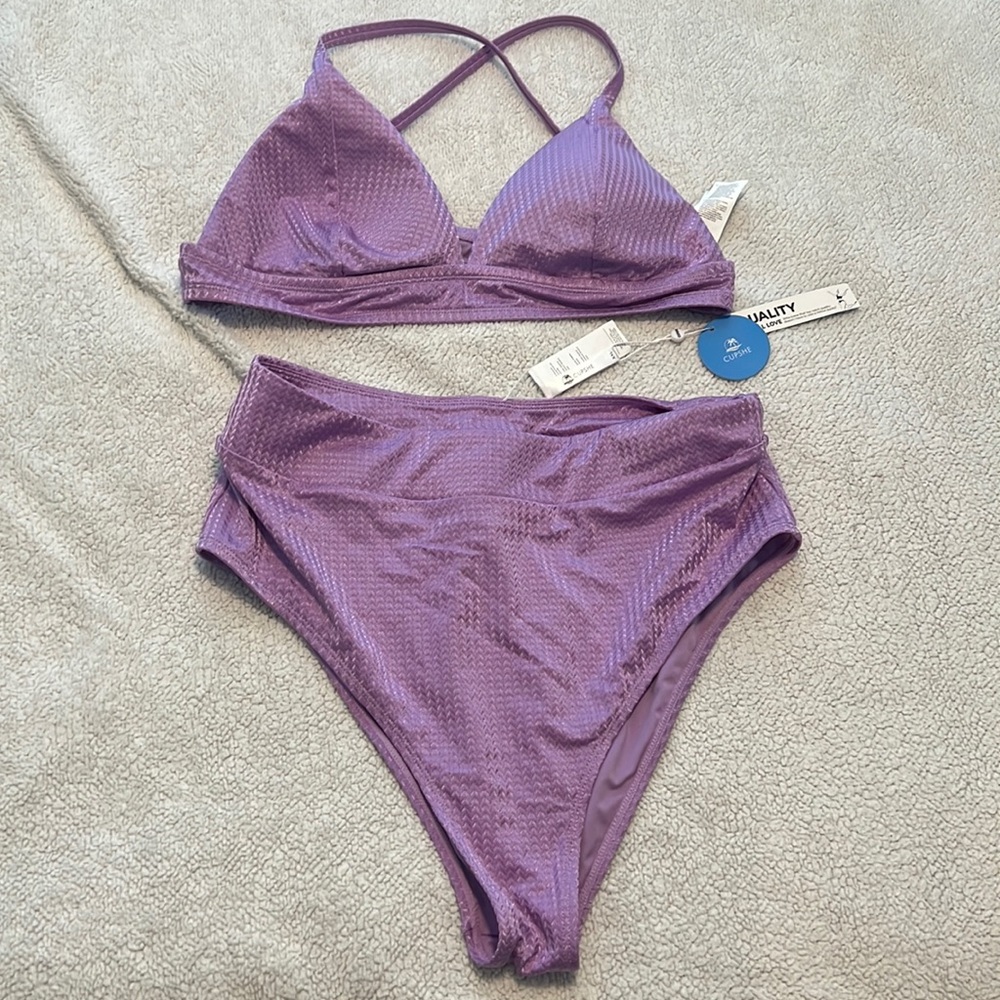 Cupshe Amiya purple criss cross high waisted bikini